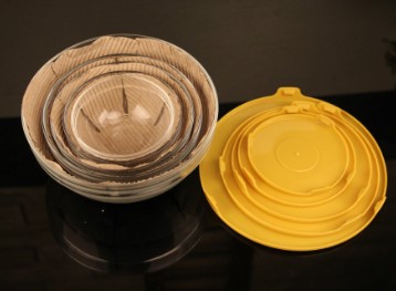 Fruit salad 5 pieces glass mixing bowl set With PET lid