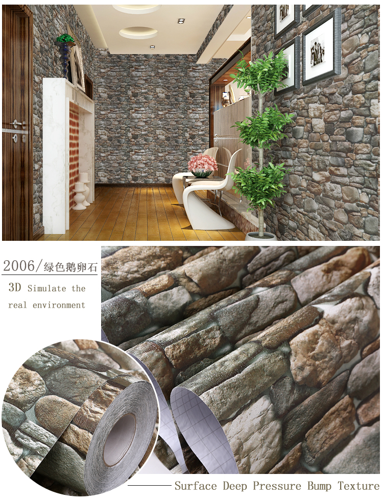 Supplier self adhesive 3d brick wallpaper for wall decoration 1.22*50M roll