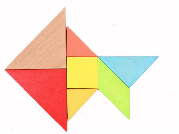 Wooden Tangram 7 Piece Jigsaw Puzzle Colorful Square IQ Game Brain Teaser Intelligent Educational Toys for Kids