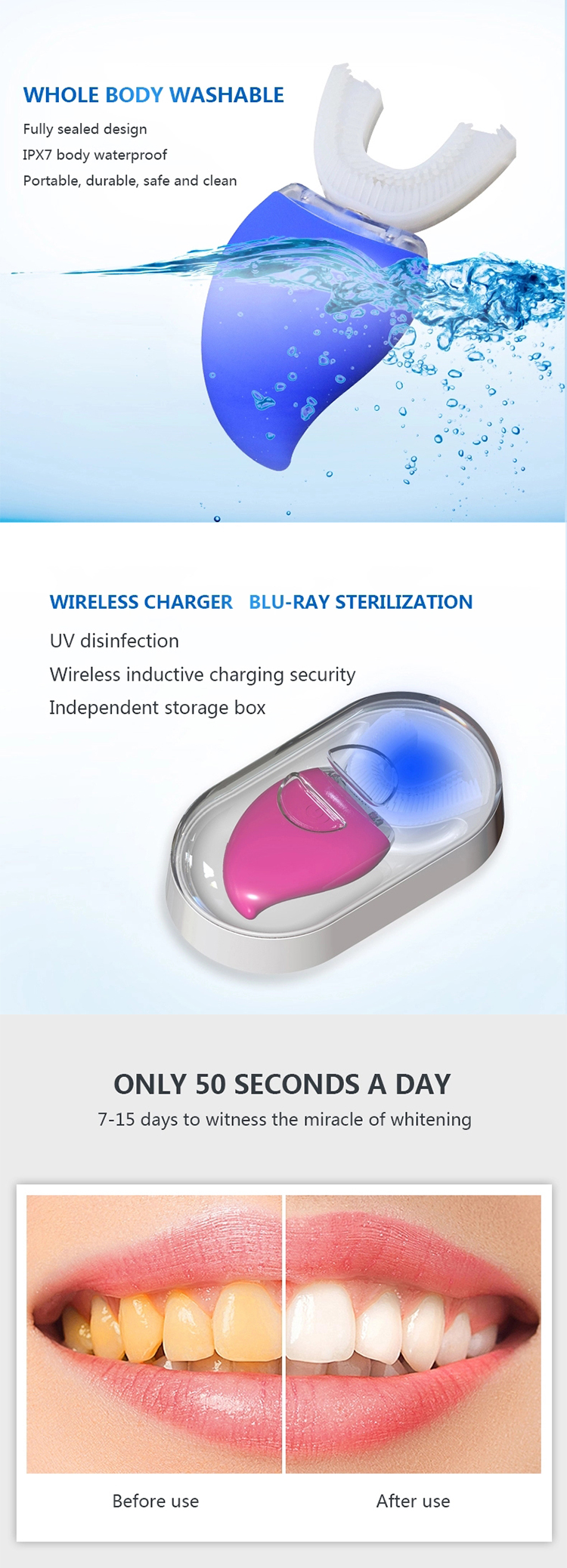 sonic silicone electric toothbrush