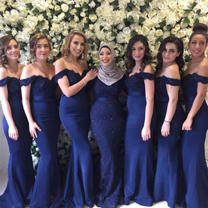 navy blue and white bridesmaid dresses