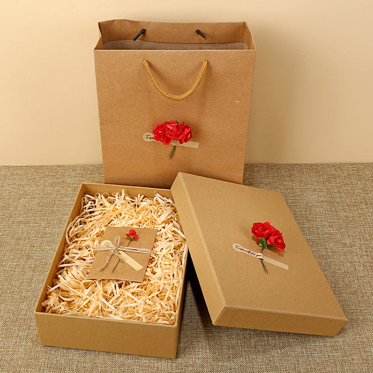 Luxury Packaging Kraft Paper Cardboard Gift Flower Paper Rigid Custom Candle Box with Bag And Separate Lid