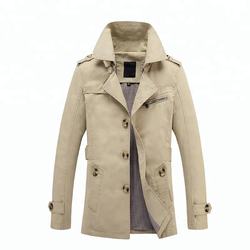 Casaco de trincheira de substituição de cinto cáqui longo fashion feito sob encomenda masculino