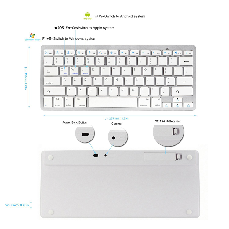 low price dry battery ABS black french bluetooth keyboard for IOS