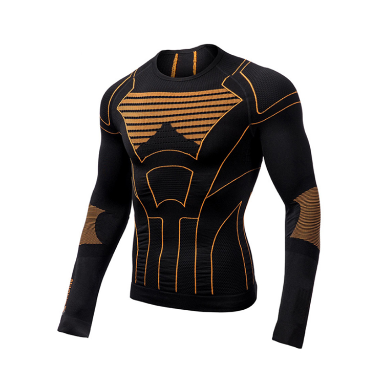 Спорт Фитнес Базовый Слой Мужские рубашки с коротким рукавом прохладном сухом нательное белье с длинным рукавом, Топ
