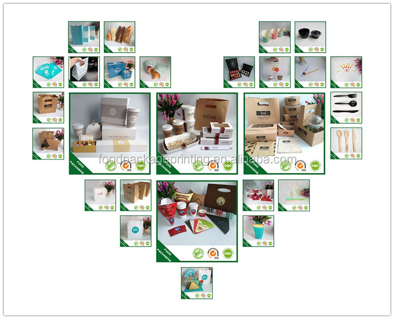 food packageing use disposable custom printed bakery paper bag with window