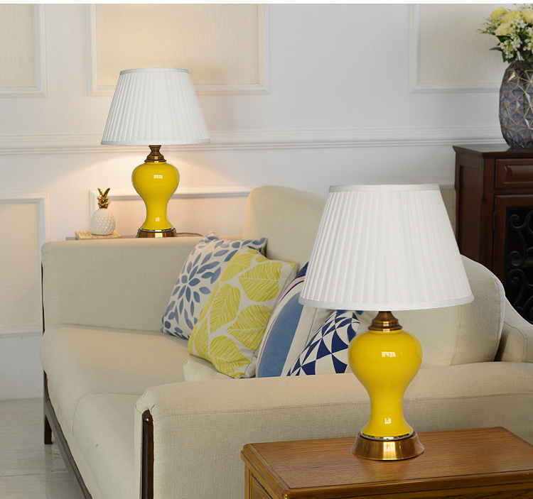 Jingdezhen design table lamp for bedside  classic  ceramic table light with yellow orange for decor in living room E27 holder