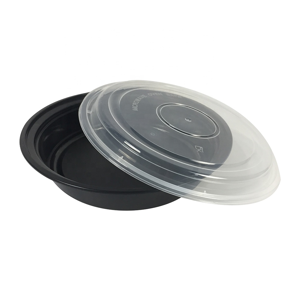48oz Black Disposable Takeout Containers Easy Open Plastic Food Container