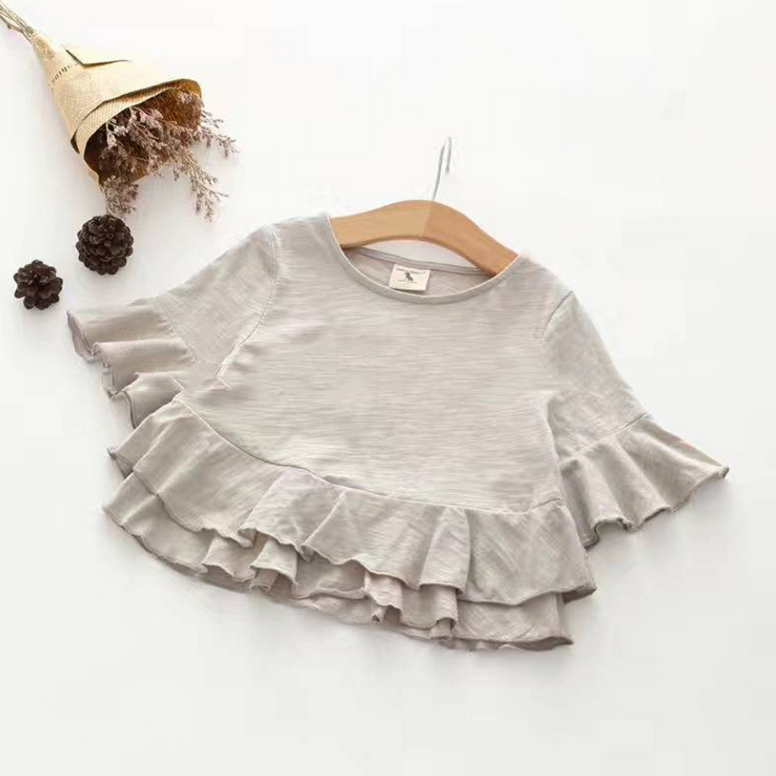 Модные рубашки с оборками для маленьких девочек, рубашки большого размера в цветочек, детская одежда с оборками