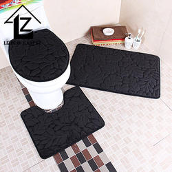 Non Slip Microfiber Printing 3Pcs Bath Mat Sets,Memory Foam Toilet Mat/Memory Foam Bath Mat