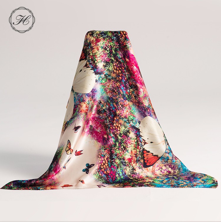 High Quality Custom Printed 100%  Silk Square Scarf For Women