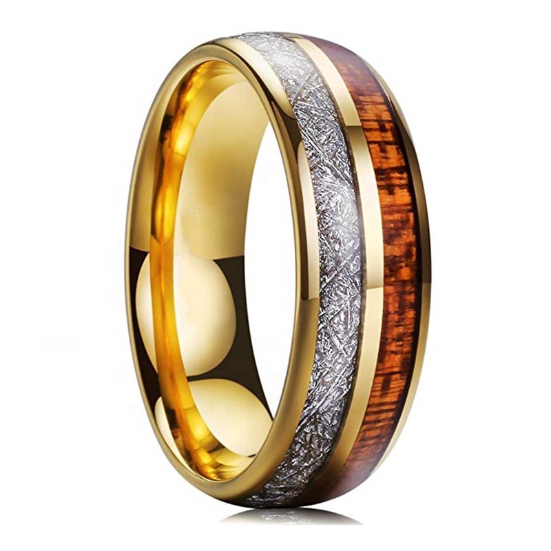 2019 позолоченное кольцо из дерева КоА и метеорита, кольцо из карбида вольфрама, обручальное кольцо