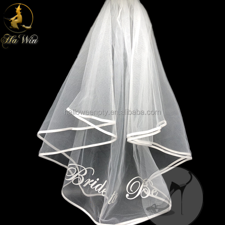 Bride Wedding Bachelor Party Sash Etiquette Ribbon Shoulder Strap Veils w// Comb