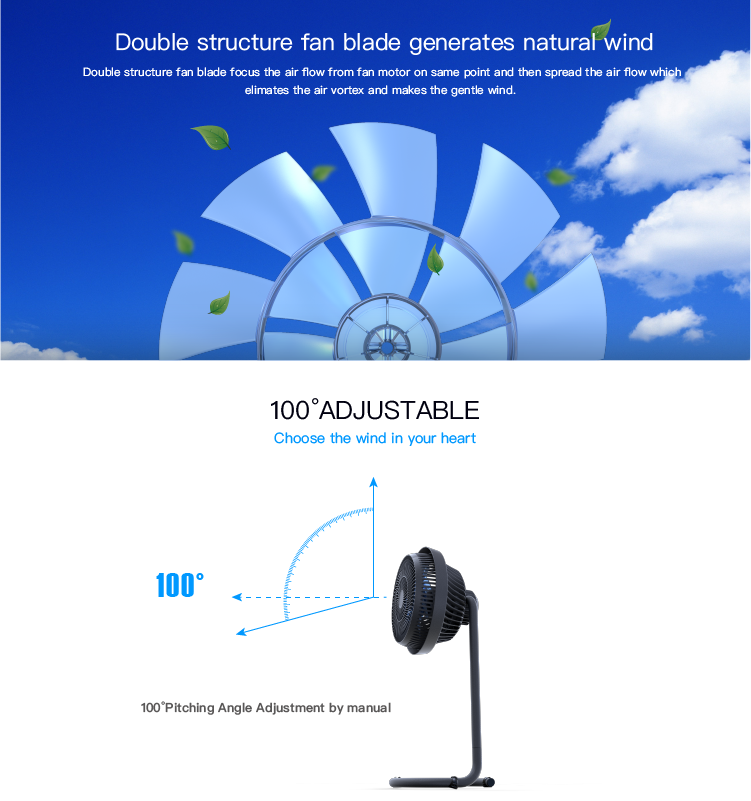 24V DC brushless circulation pedestal electric floor stand fan for home