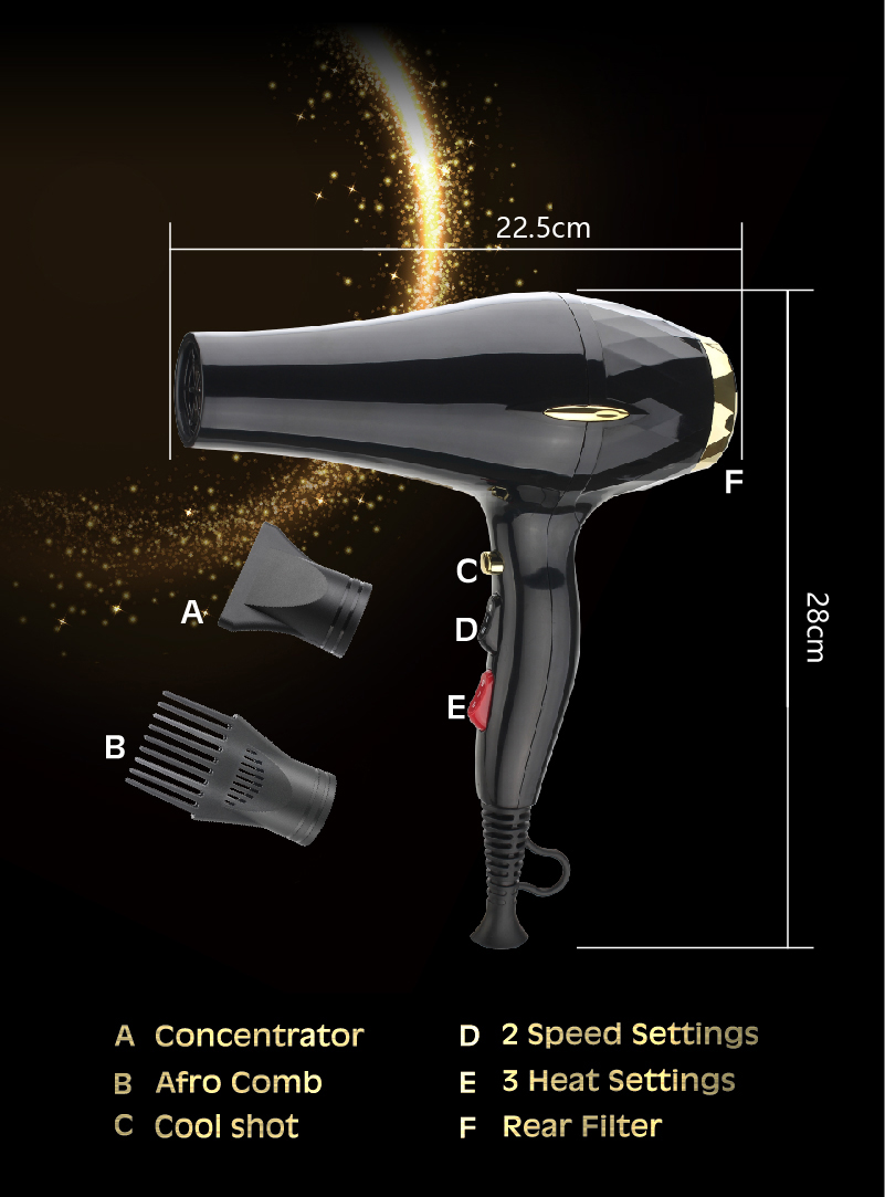 KIKI NEWGAIN Powerful 5421 AC motor 2500W Secador de pelo Salon Professional Hair Dryer for beauty shop