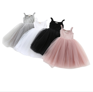 Kids 2019 Summer Wholesale Tutu Dress For 9-48M Girls Casual Spaghetti strap Sleeveless Dress Cotton