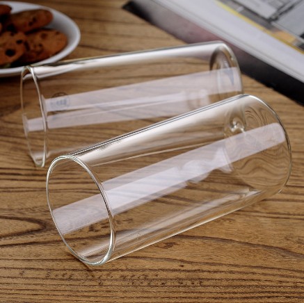 400ml straight sided clear borosilicate drinking glass cup round glass cup OEM logo welcome