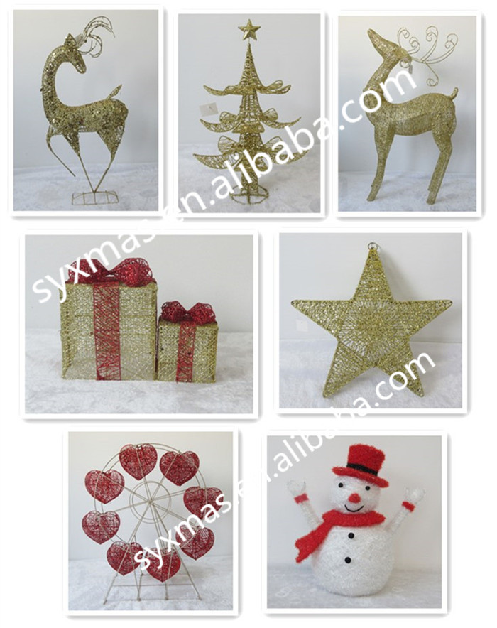 Wholesale Christmas Wire Deer Indoor Christmas Decoration Metal SY Xmas Bulk Packing,2pcs/ctn Gold SY17TY-021 Hand-made BSCI,BV