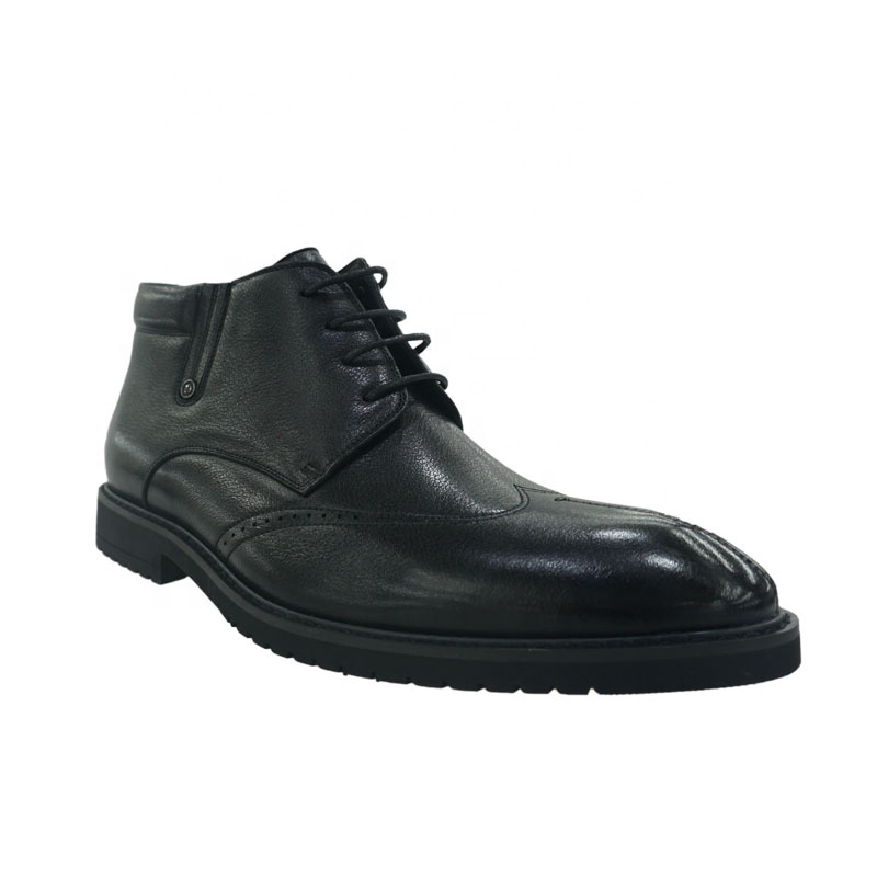 winter snow fur custom black oxford formal dress boots for men leather