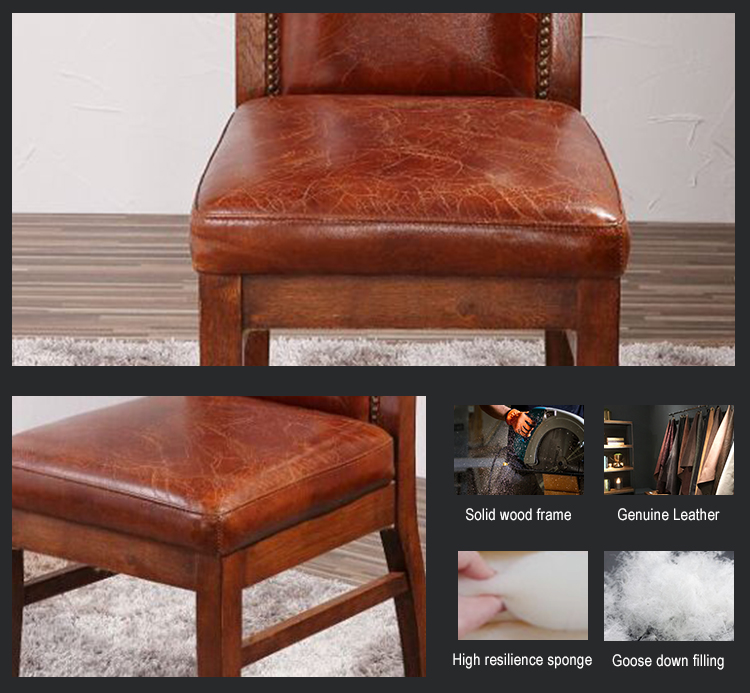 Fashion leather wood chair elegant dining chair high back armless diner chair