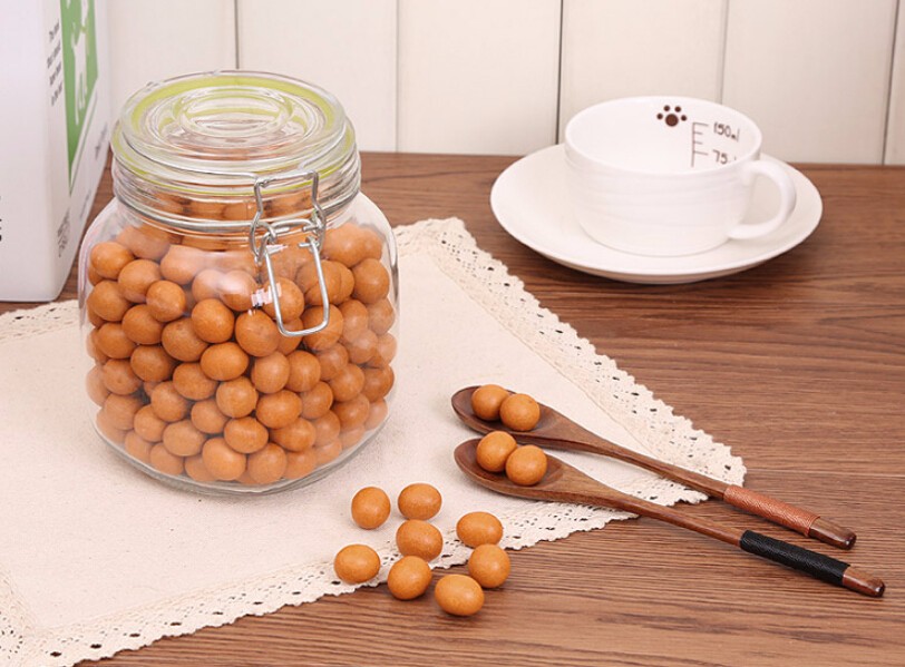 customized antique fancy glass jar with tight lid store food