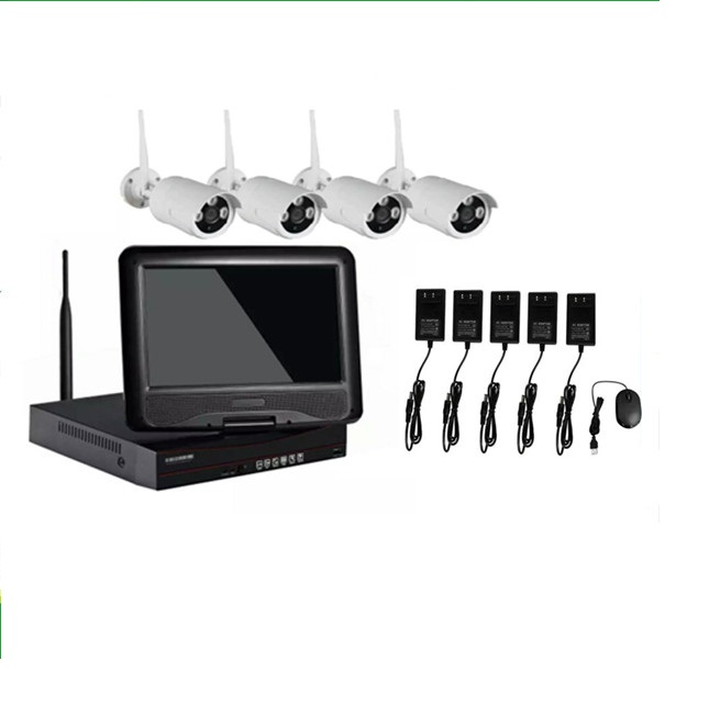 Беспроводной 720P IP камера 4-канальный NVR Kit HK-NVR1004M-W-KIT-720P системы видеонаблюдения с 10 дюймов ЖК-экран