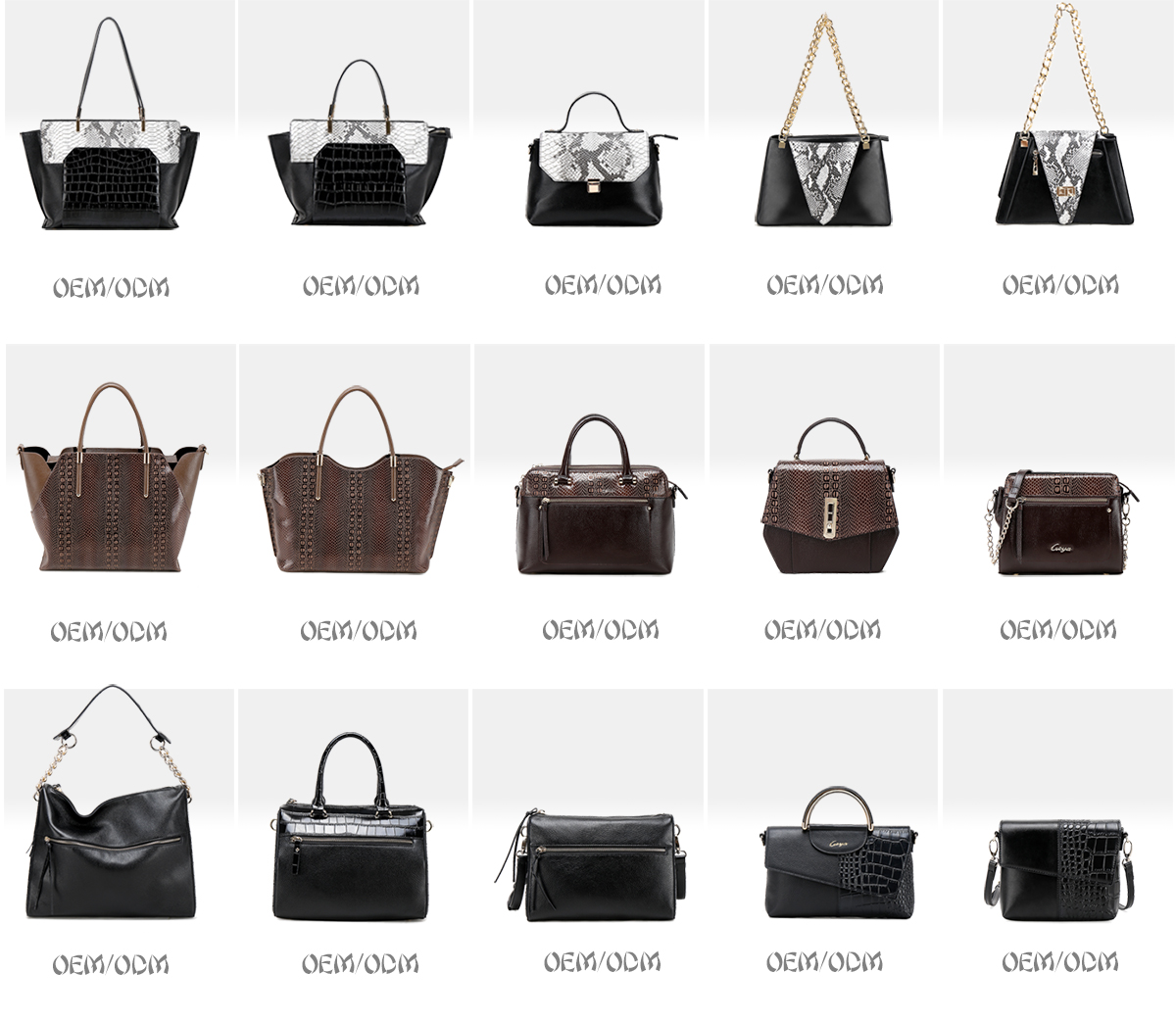 Wholesale leather crocodile grain luggage leather artificial leather custom  Snake ladies bags handbag set for women