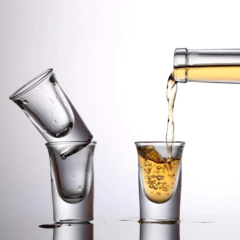 Machine press  shot glass vodka drinking  glass