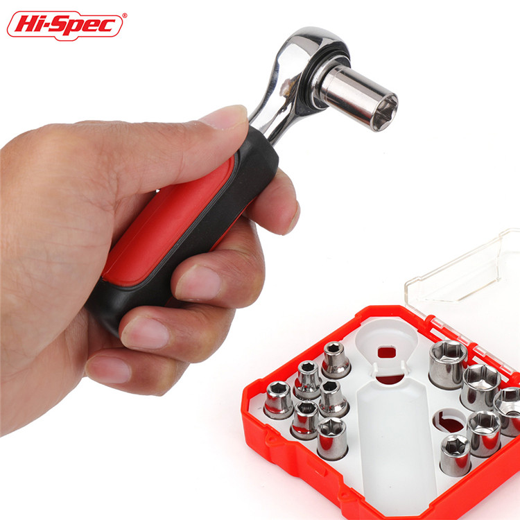 Hispec 13 piece Mini Ratchet Wrench Socket Set 1/4 Socket Tool Set