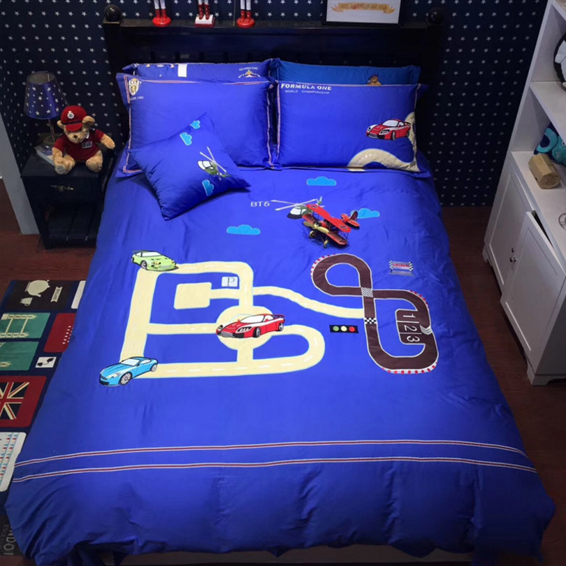 Duvet cover set,  Embroidered Boat child and kids bedding, Coordinates with Olive Kids Design-Trains, Plane,Trunk, Motorcycle