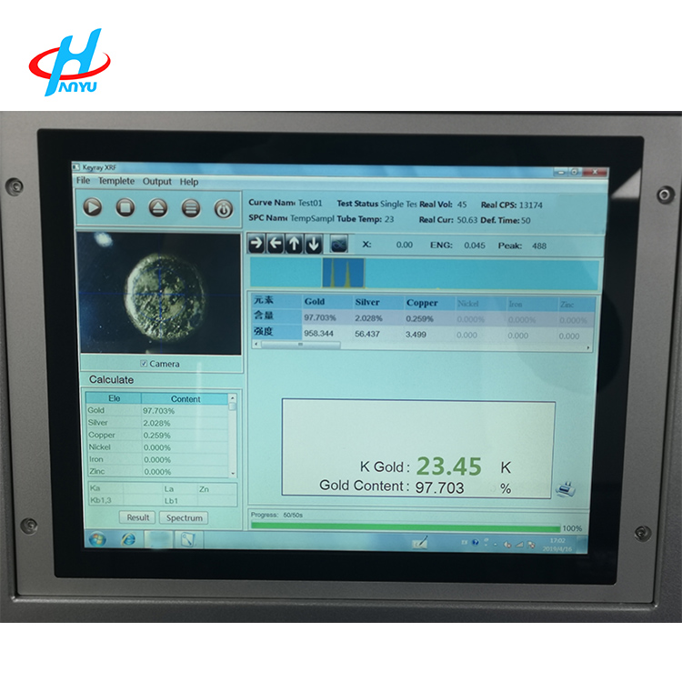Máy Kiểm Tra Độ Tinh Khiết Vàng EDS9800 Xrf Với Máy Dò Si-pin
