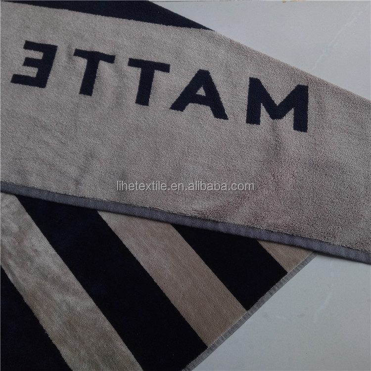 100% katun velor anyaman jacquard logo custom pantai anduk