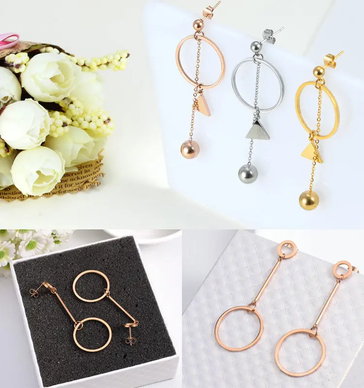 3d Fashion Jewelry Huggie Star Unique Stainless Steel Heart Hoop Drop Plated Gold Simple Geometric Earring For Women