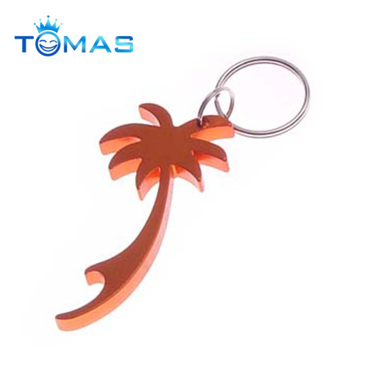 Palm Tree Keyring Light Blue Bottle Opener Tropical Colour Metal Keychain