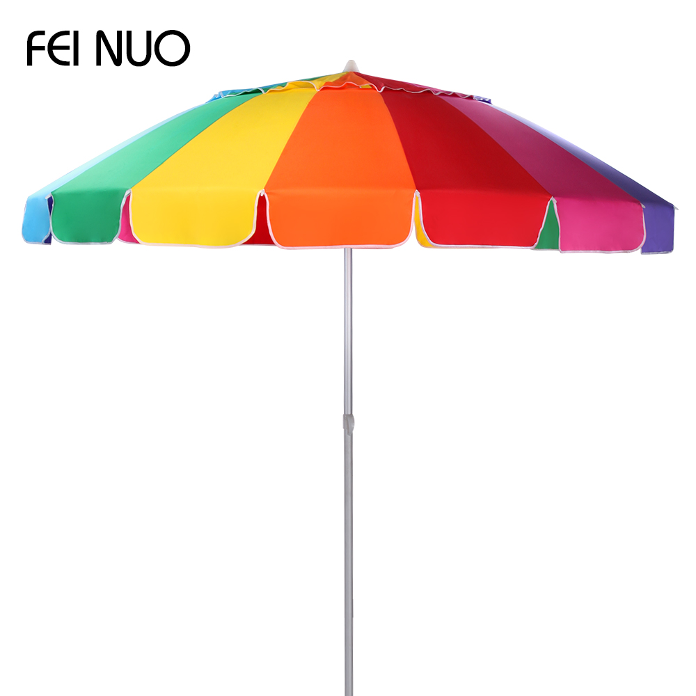 Радужный Цветной алюминиевый ребристый Портативный пляжный зонтик стандартного размера
