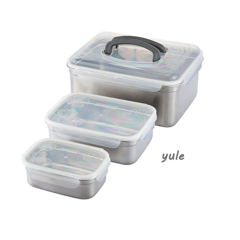 3L Kitchen Flower Stainless Steel Rectangular Kimchi Container Box Food 3L Kitchen Flower Stainless Steel Rectangular Kimchi Container Box Food