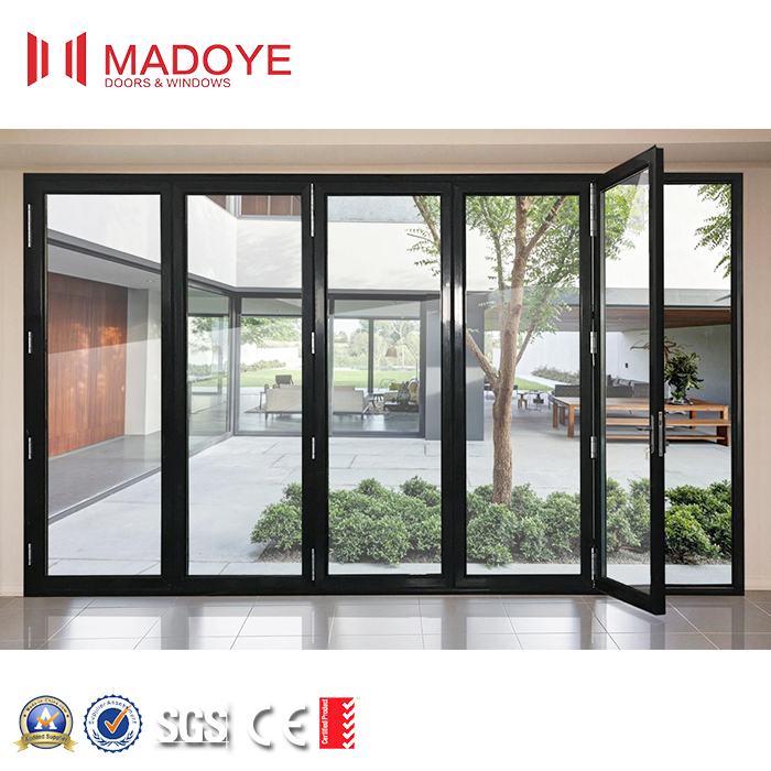 Trung quốc sản xuất ngôi nhà hiện đại tempered glass upvc gấp loại cửa