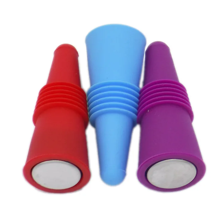 Eco-friendly Reusable Screw Silicone Wine Bottle Stopper Beverage Bottle Stoppers with Grip Top