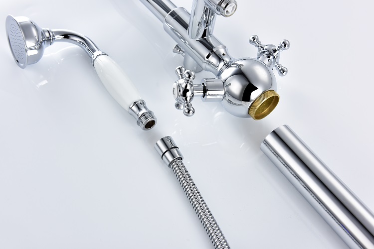 Luxury Hotel Home Chrome Floor Mounted Bath Shower Mixer Bathroom Freestanding Bathtub Faucet