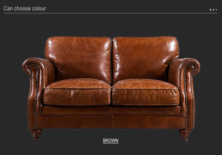 Retro vintage Genuine leather sofa chair comfortable single seat armchair antique arm chair wood living room chair furniture
