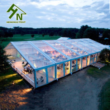 luxury big clear roof top PVC wedding tent clear span cube tent structures for banquet