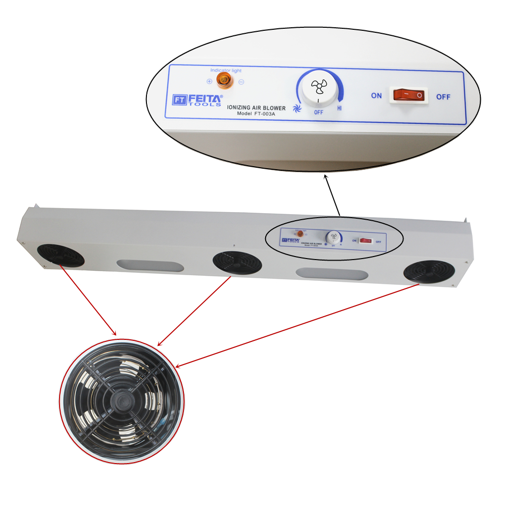 Three Fan Static Eliminator Overhead Anti-static ESD Discharge Ionizer Electric Blower