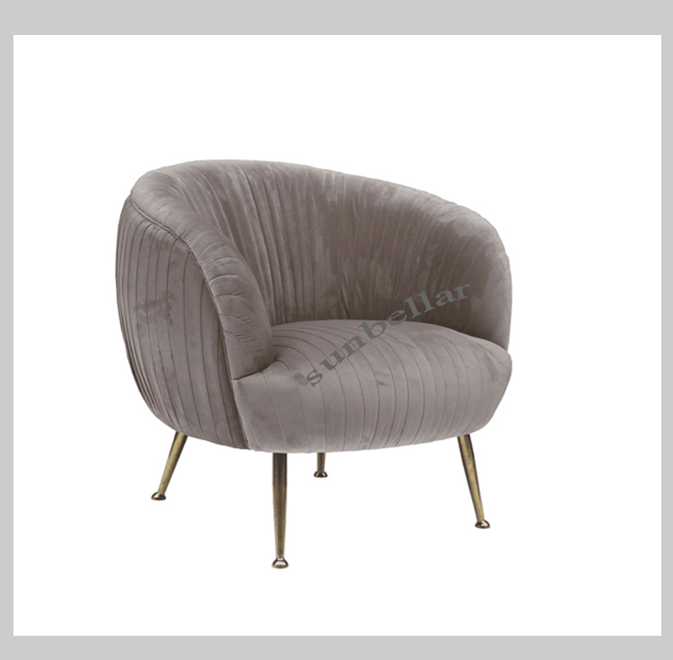 luxury velvet chair gold legs fashion wrinkle fabric leisure chair sofa modern design home furniture