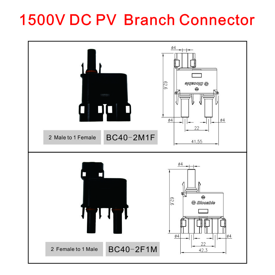 Slocable China Supplier 1500V Solar Branch Connector 3in1 Slocable Connector for Solar Power System