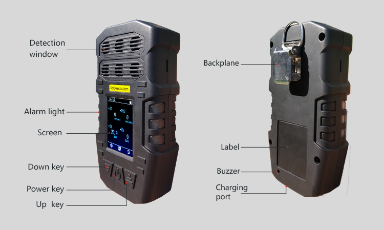 S318 Zhongan portable multi gas alarm detector gas analyzer with alternative external pump for gas leak 6 in 1