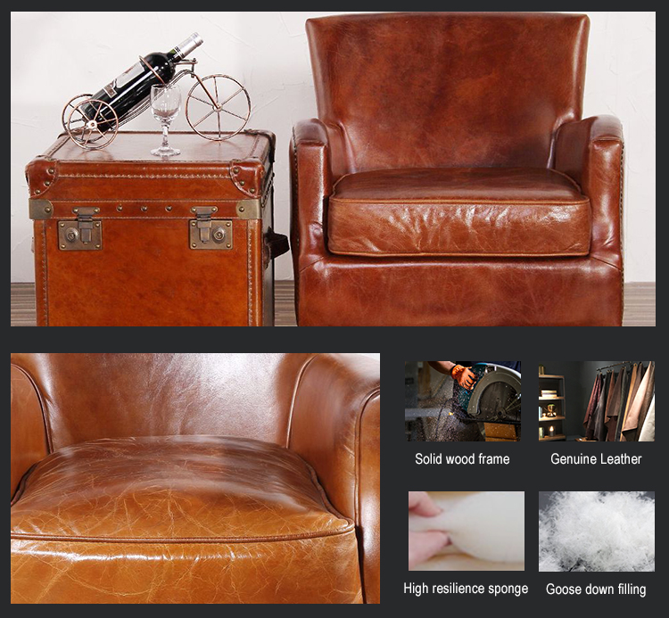 Chesterfield sofa vintage leather tufted luxury living room sofa