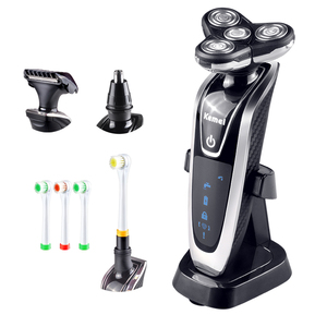Rotatable Triple Blade Whole Body Washable Waterproof Men's Personal Care Facial Razor Electric Shaver KM-5181