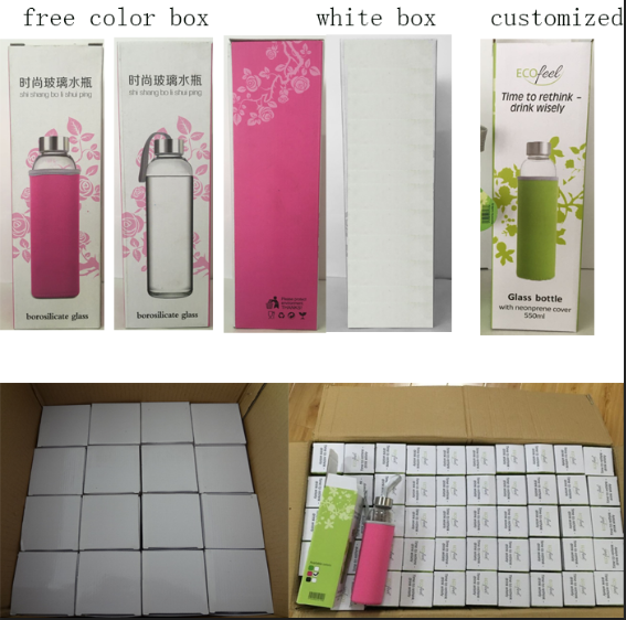 Personalized Wholesale Custom Travel Borosilicate Glass Water Bottle With Stainless Steel Lid
