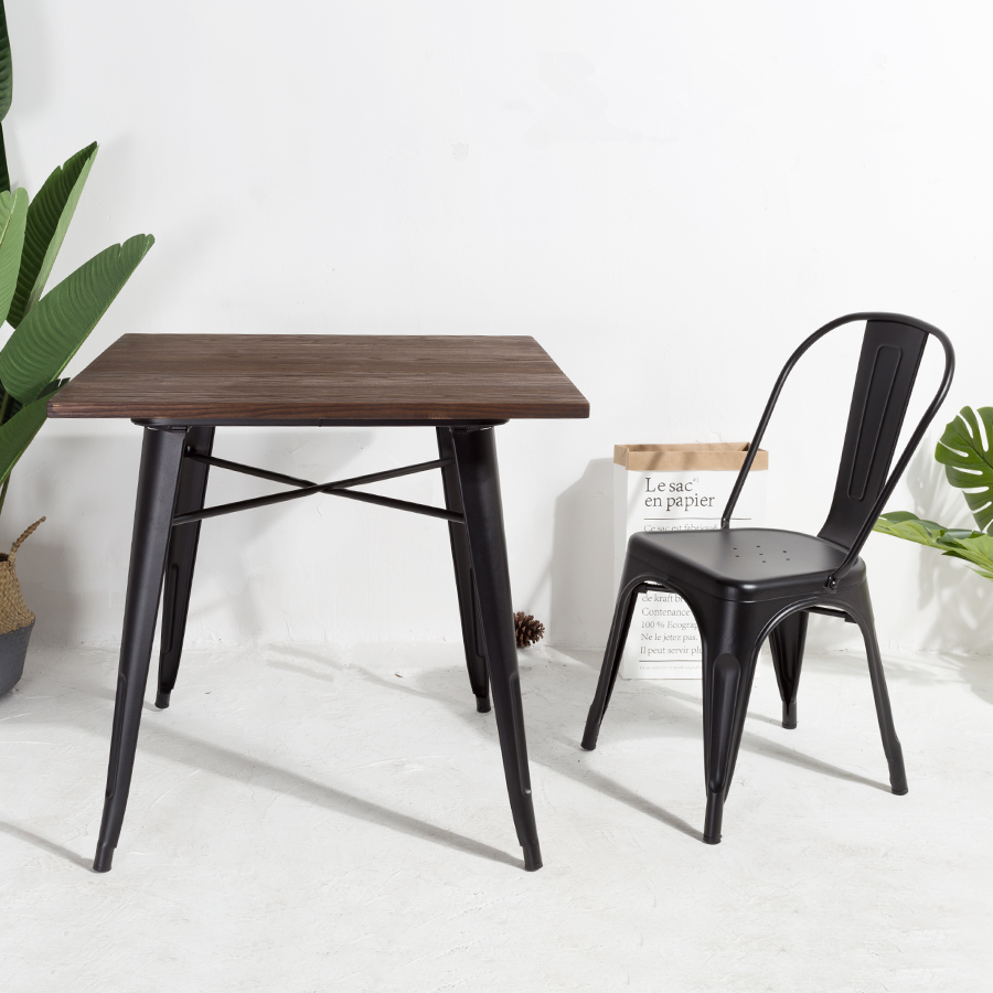 Beautiful stackable steel iron chair hot sale wood seat restaurant stackable chair