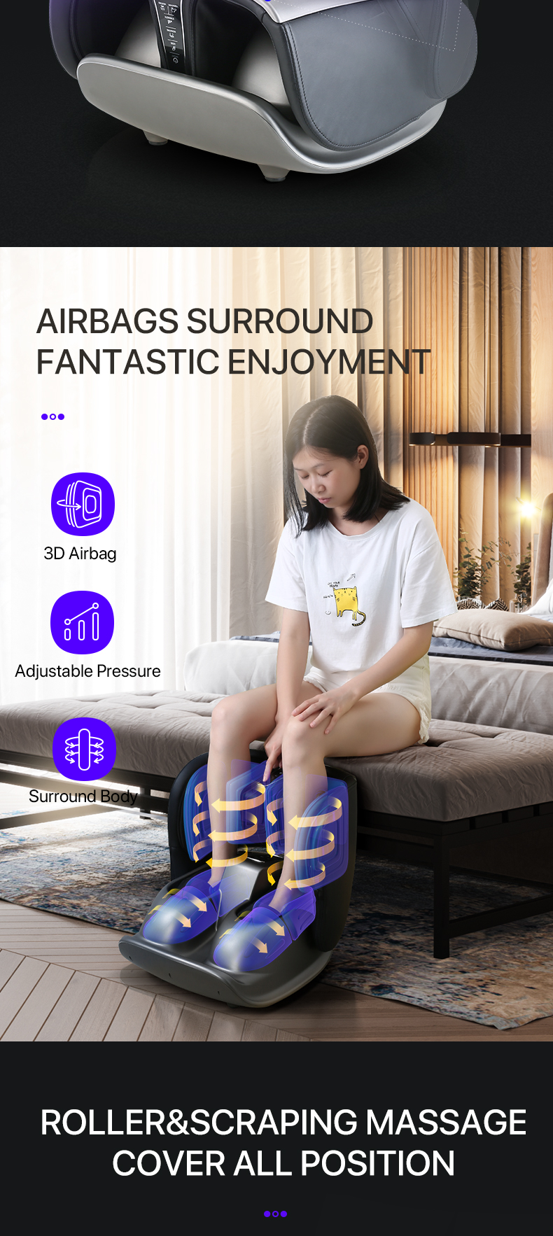 Jare 888L Factory For Shiatsu Leg Roller Electric Massage Machine Beautician Vibrating Circulation Calf Foot Massager